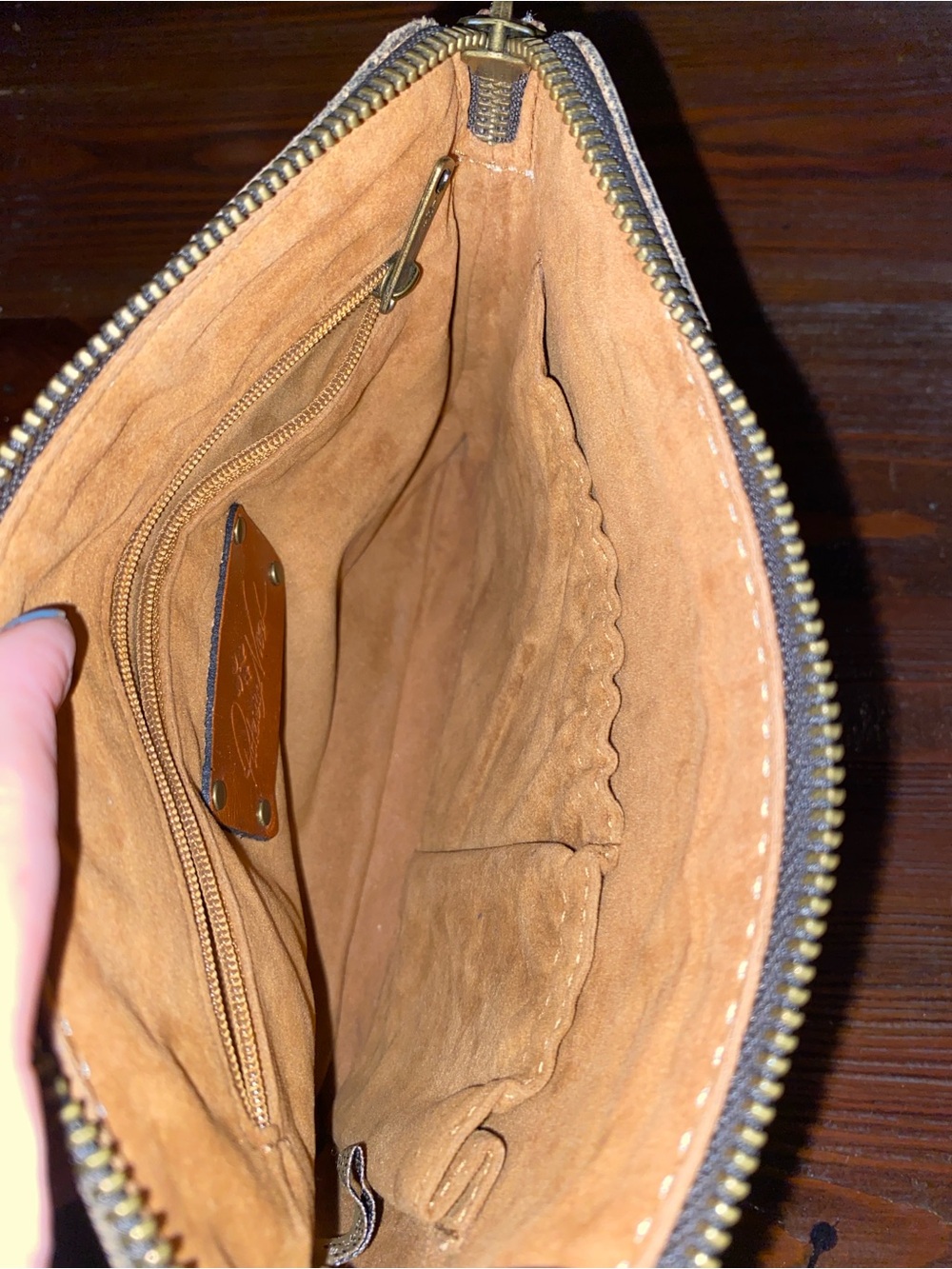 PATRICIA NASH- 2 Embossed Brown Leather Wristlets, Clutch - Picture 14 of 16